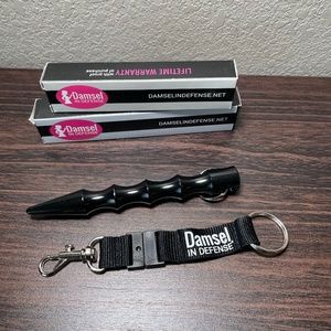 Damsel In Defense Breakaway lanyard & Kubaton Striking Tool Keychain BLACK